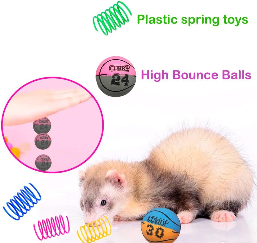 14 pcs Ferret Squeaky Toys Set Rubber Balls Ferret Teeth Grinding Chewing Balls Teething Bouncy Bell Ball Interactive Sound Squeaker Toy Exercise Scratch Chew Toy for Ferrets Pet Cat Dog Small Animals - Image 5