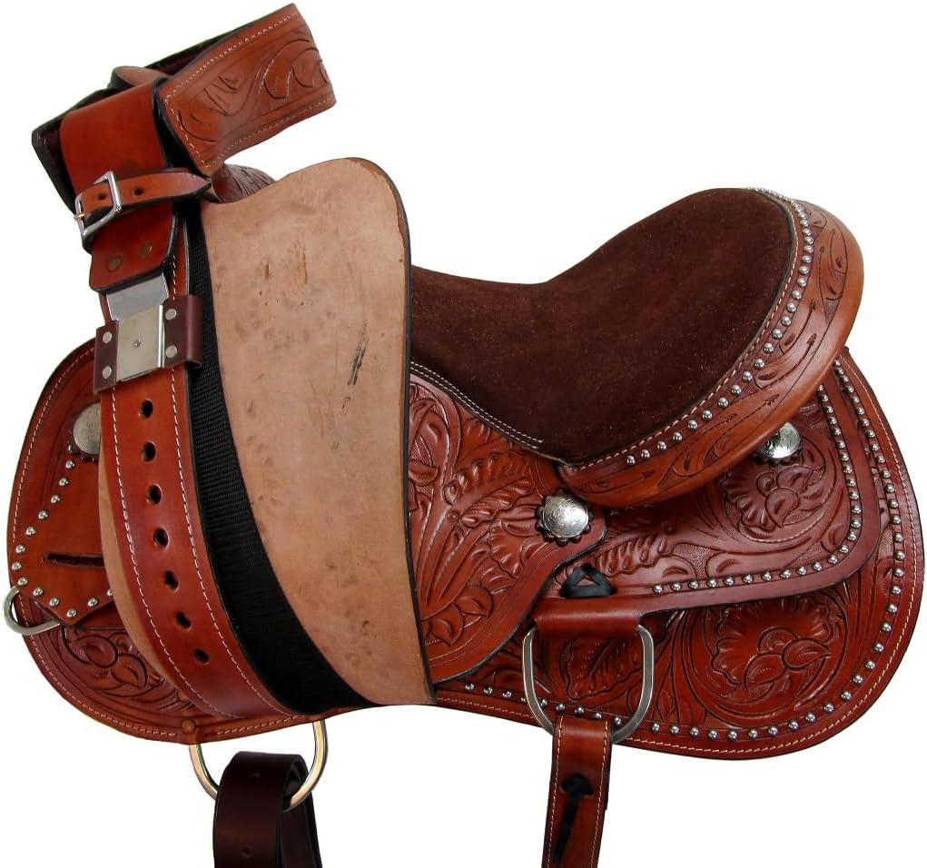 Western Horse Saddle Barrel Racing Pleasure Ride Trail Horse Tooled Leather Rodeo Cowboy Saddles 15 16 17 18 - Image 9