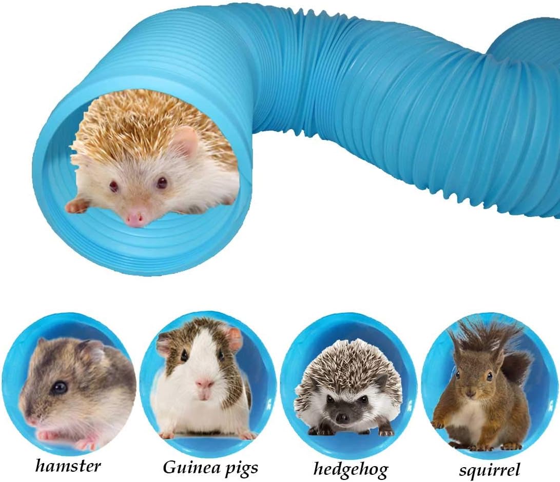 PINVNBY Hamster Fun Tunnels Pet Mouse Plastic Tube Toys Small Animal Foldable Exercising Training Hideout Tunnels for Guinea Pigs,Gerbils,Rats,Mice,Ferrets and Other Small Animals(2 PCS Blue) - Image 7