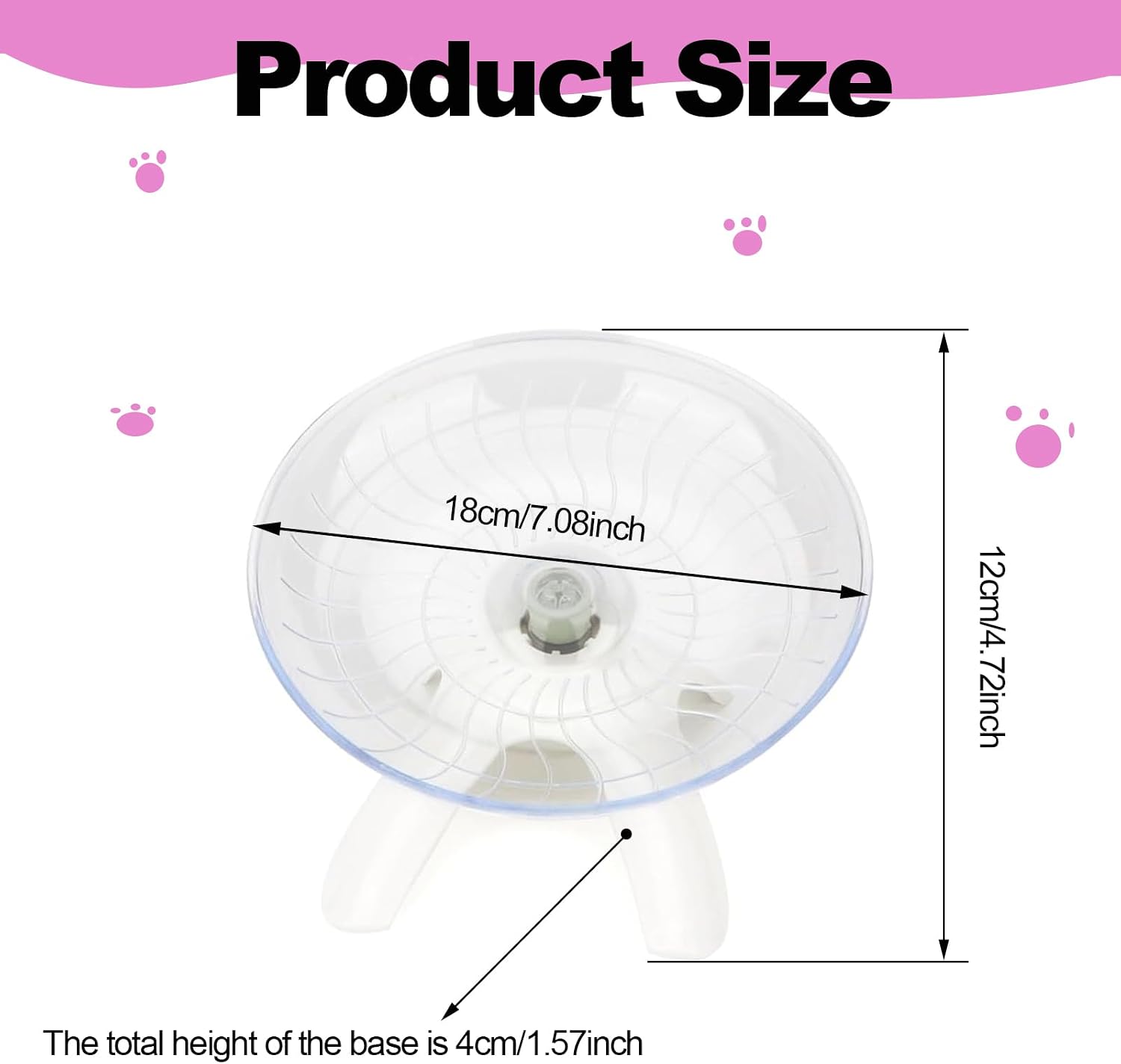 Hamster Wheel, Hamster Flying Saucer Silent Running Exercise Wheel for Hamsters, Gerbils, Mice,Hedgehog and Other Small Pets Silent Running Wheel Hermit Crab Wheel(White) - Image 2