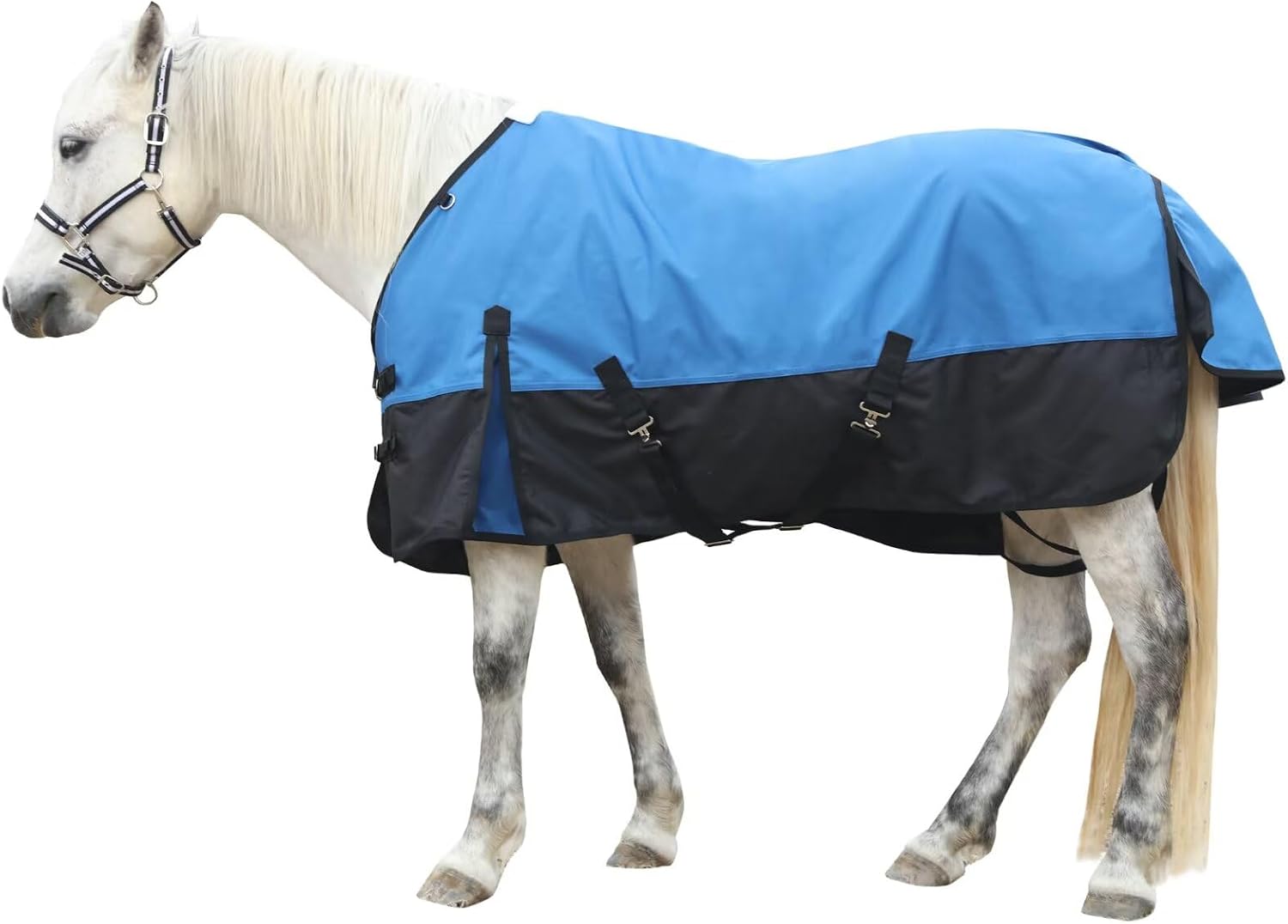 LEAFOREST 1200D Horse Blanket Turnout Rain Sheet Waterproof Breathable Wind Proof Medium Weight Blankets (No Fill) Mid Sheet in The Barn, Stable, Stall, Pasture, Paddock Blueblack 84 inches