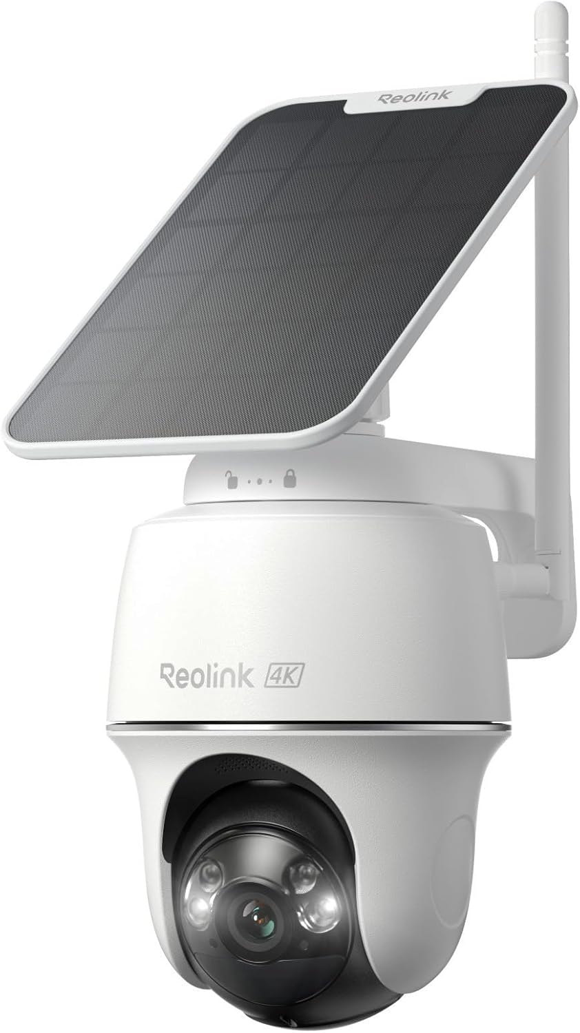 REOLINK Argus PT Ultra First 4K Solar Security Cameras Wireless Outdoor | 360° Pan Tilt Auto-Tracking, 8MP Color Night Vision, 2.4/5 GHz Wi-Fi 6, No Subscriptions, Home Hub Compatible