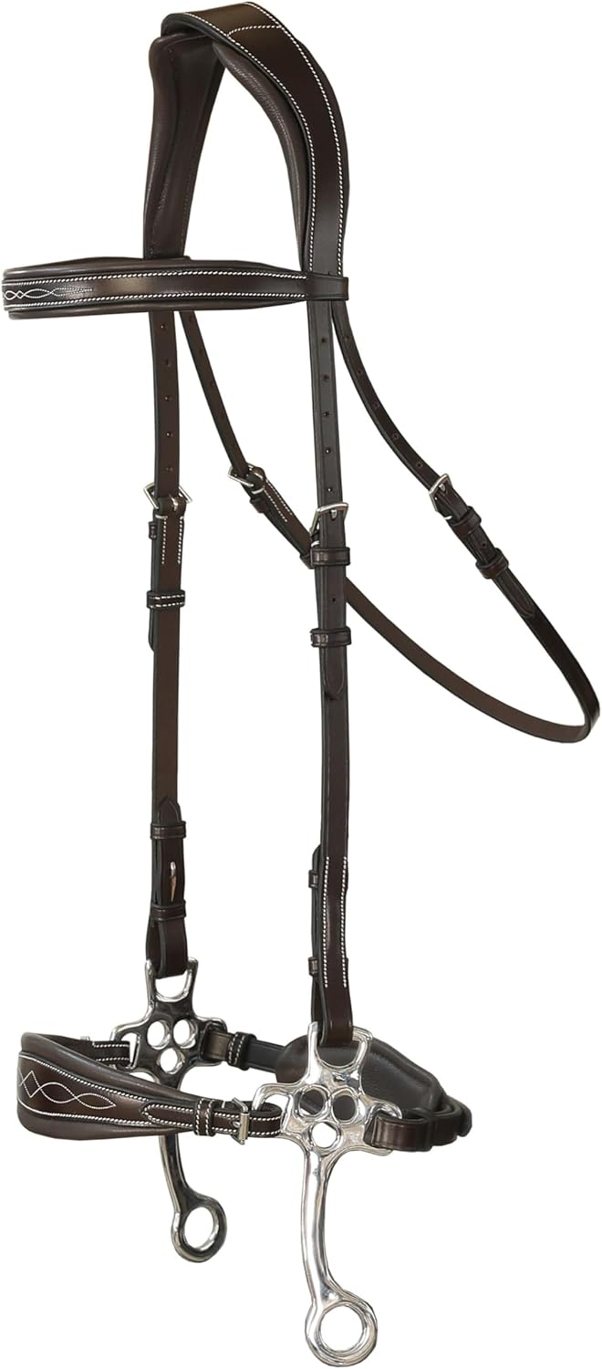 Exion Nova Hackamore Bridle – Anatomical Bitless Horse Bridle with Rubber Reins – Padded Anti-Pressure Crownpiece – Vegetable-Tanned Leather Bitless Bridle for Jumping & Training - Image 3
