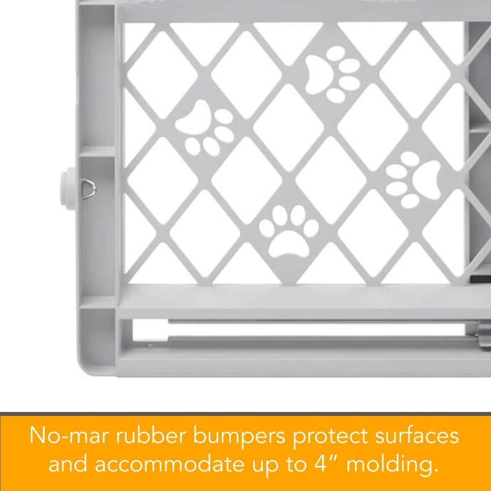 MYPET North States Paws Portable Pet Gate: 26-40" Wide. Pressure Mount. No Tools Needed. Made in USA. Dog Gate 23" Tall, Expandable, Durable Dog Gates for Doorways, Light Gray - Image 4