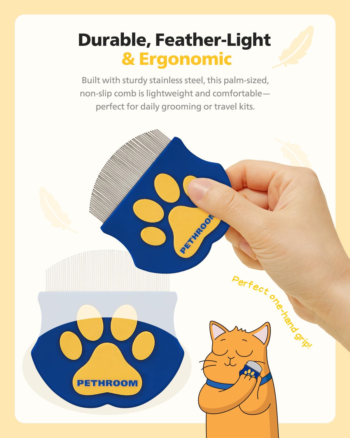 PETHROOM Professional Eye Comb for Pets | Stainless Steel Tear Stain Remover for Cats & Dogs | Gentle Round-Head Grooming Tool | Compact & Portable for Eye Gunk Removal - Image 6