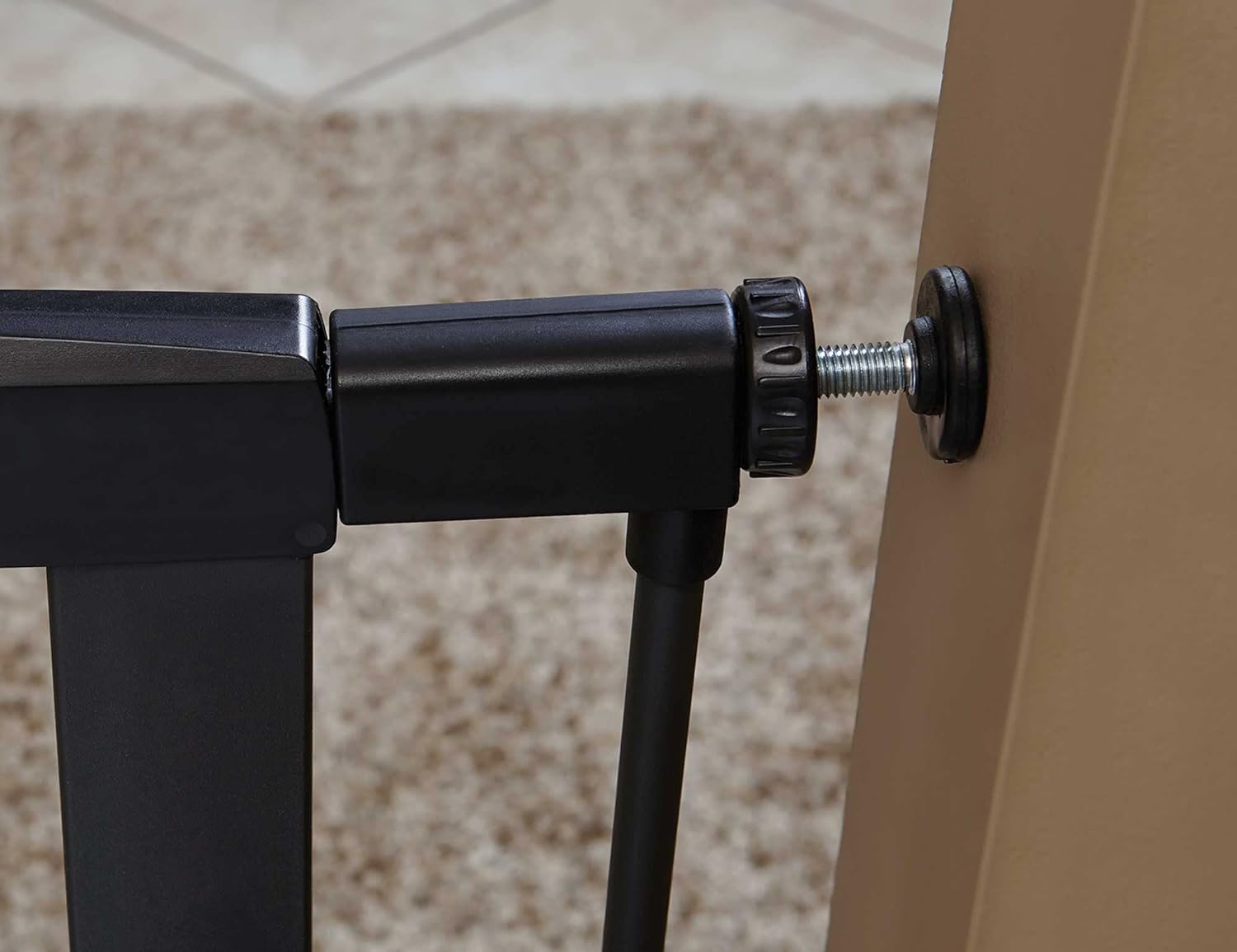Midwest 39" Steel Walk-Thru Dog Gate, Graphite | Pressure Mounted, Expands 29.5"- 38" Wide, Auto-Close Door, Spring-Loaded Latch, Includes Two 3" Extensions - Image 4