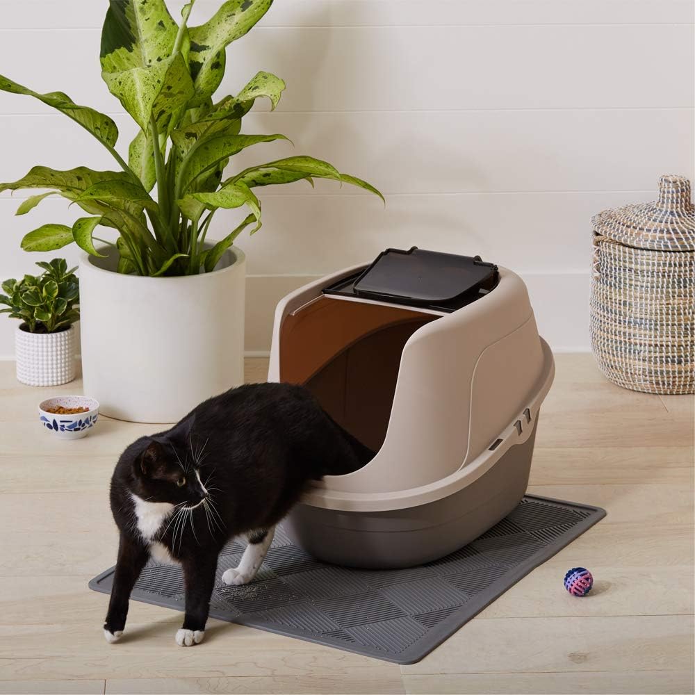 Amazon Basics No-Mess Hooded Enclosed Cat Litter Box with Odor Control and Swinging Door, Large, 24" x 18" x 17", Multicolor - Image 6