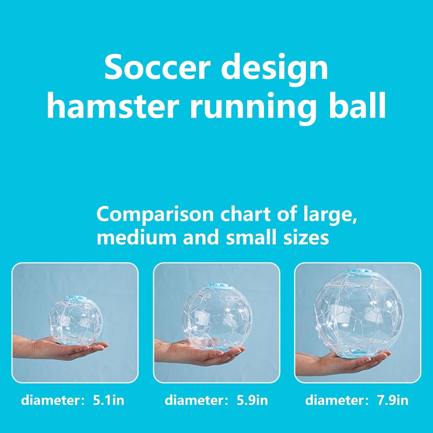 Hamster Ball 5.1 Inch – Durable Dwarf Hamster Running Ball with Football Design, Secure Metal Screws for Small Pets (5.1in) - Image 2