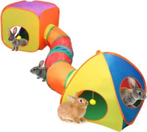 YUEPET Rabbit Tunnel and Cube Colla...