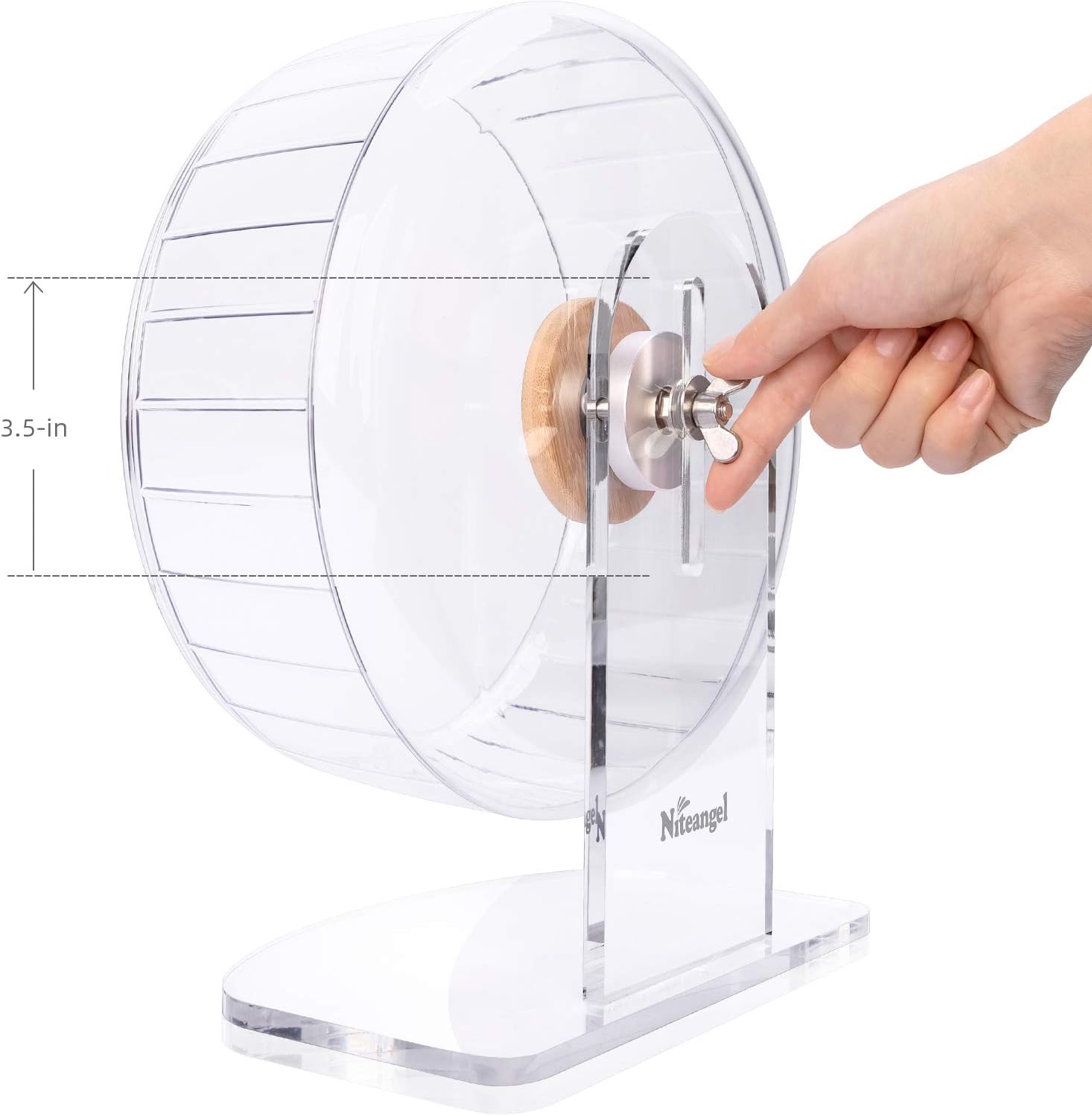 Niteangel Super-Silent Hamster Exercise Wheels - Quiet Spinner Hamster Running Wheels with Adjustable Stand for Hamsters Gerbils Mice Or Other Small Animals (M, Transparent) - Image 6