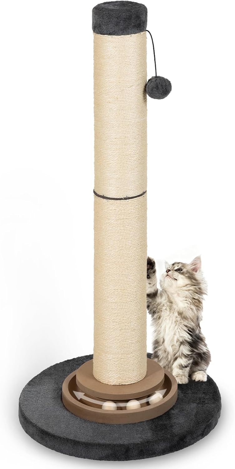 Heavy Duty Cat Scratching Post, 35 Inch Tall Cat Scratcher Cat Tree Tower with Hanging Ball for Indoor Cats Adults,Sisal Scratching Post with Toys - Image 8