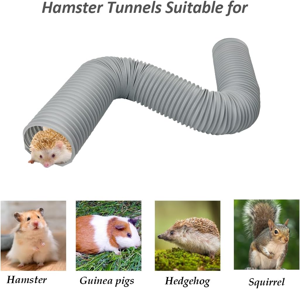 PINVNBY Plastic Tunnel for Guinea Pigs,2 Pcs Foldable Hamster Tunnels Collapsible Hamsters Fun Tube Small Animal Exercising Training Hideout Tubes for Gerbils Rats Mice Ferrets(Gray) - Image 6