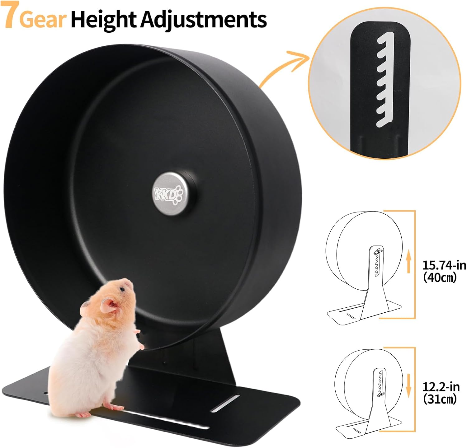 11.8" Aluminum Alloy Silent Hamster Exercise Wheel | Noiseless Running Wheel for Syrian Hamsters, Fancy Rat, Hedgehogs and Small Pets (Base-Black) - Image 5