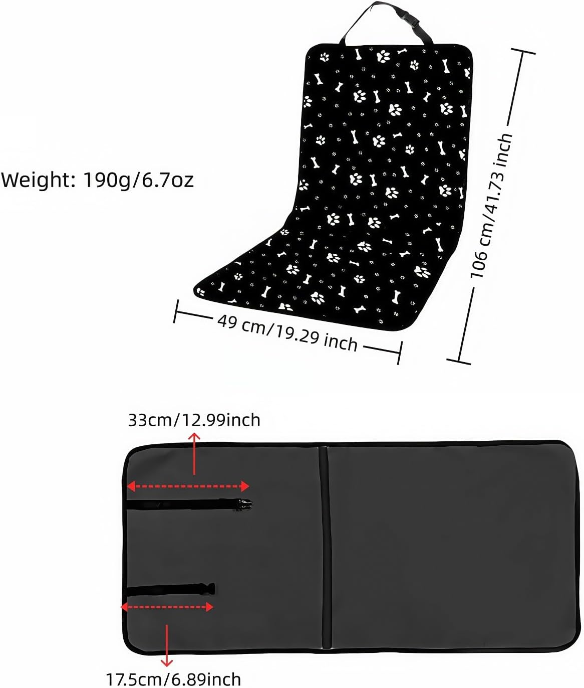 Waterproof Pet Car Seat Cover for Dogs&Cats,Non-Slip Oxford Fabric Hammock,Easy Clean Travel Mat for Front & Back Seat, Adjustable Buckle Design,19.29x17.3 Inch,Heavy Duty Dog Car Seat Protector - Image 3