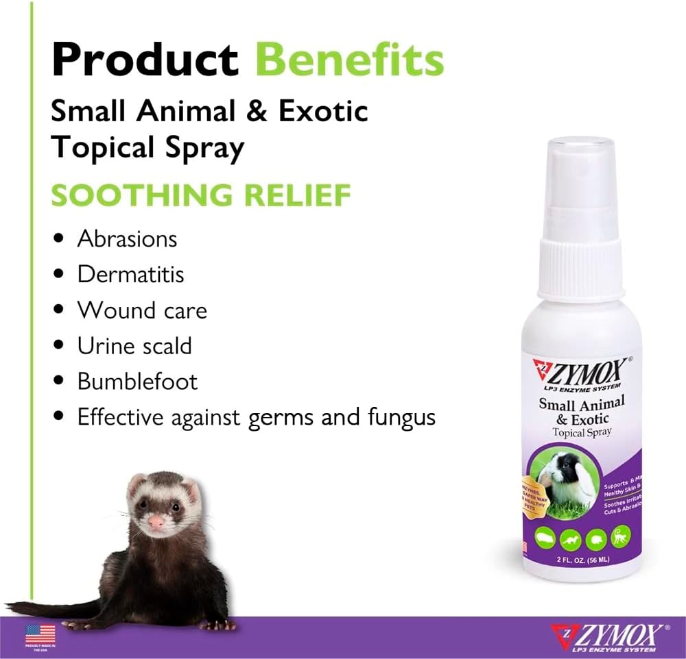 Zymox Small Animal & Exotic Topical Spray, 2 oz. – Supports Healthy Skin for Dog, Cat, Rabbit, Guinea Pig, Ferret, Hamster, Chinchilla, Monkey - Image 2