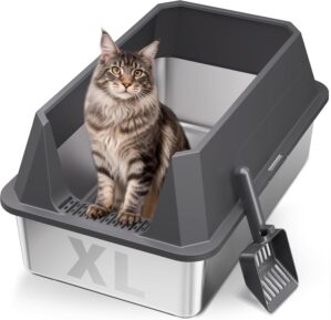 Stainless Steel Litter Box with Hig...
