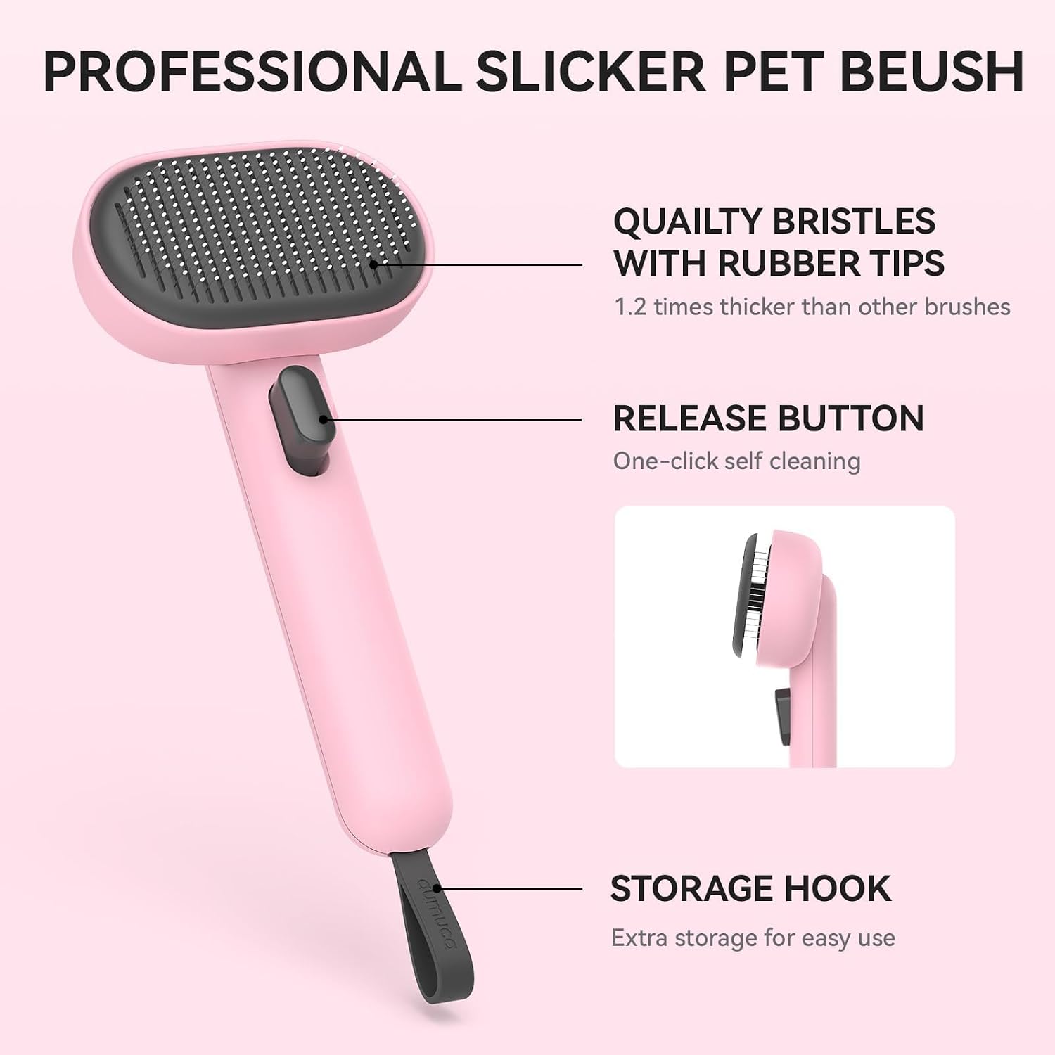 Aumuca Cat Brushes for Indoor Cats, Cat Hair Brush for Shedding, Cat Brush for Long or Short Haired Cats, Cat Grooming Deshedding Brush for Dog Kitten Horse Massage Removes Loose Fur - Image 3