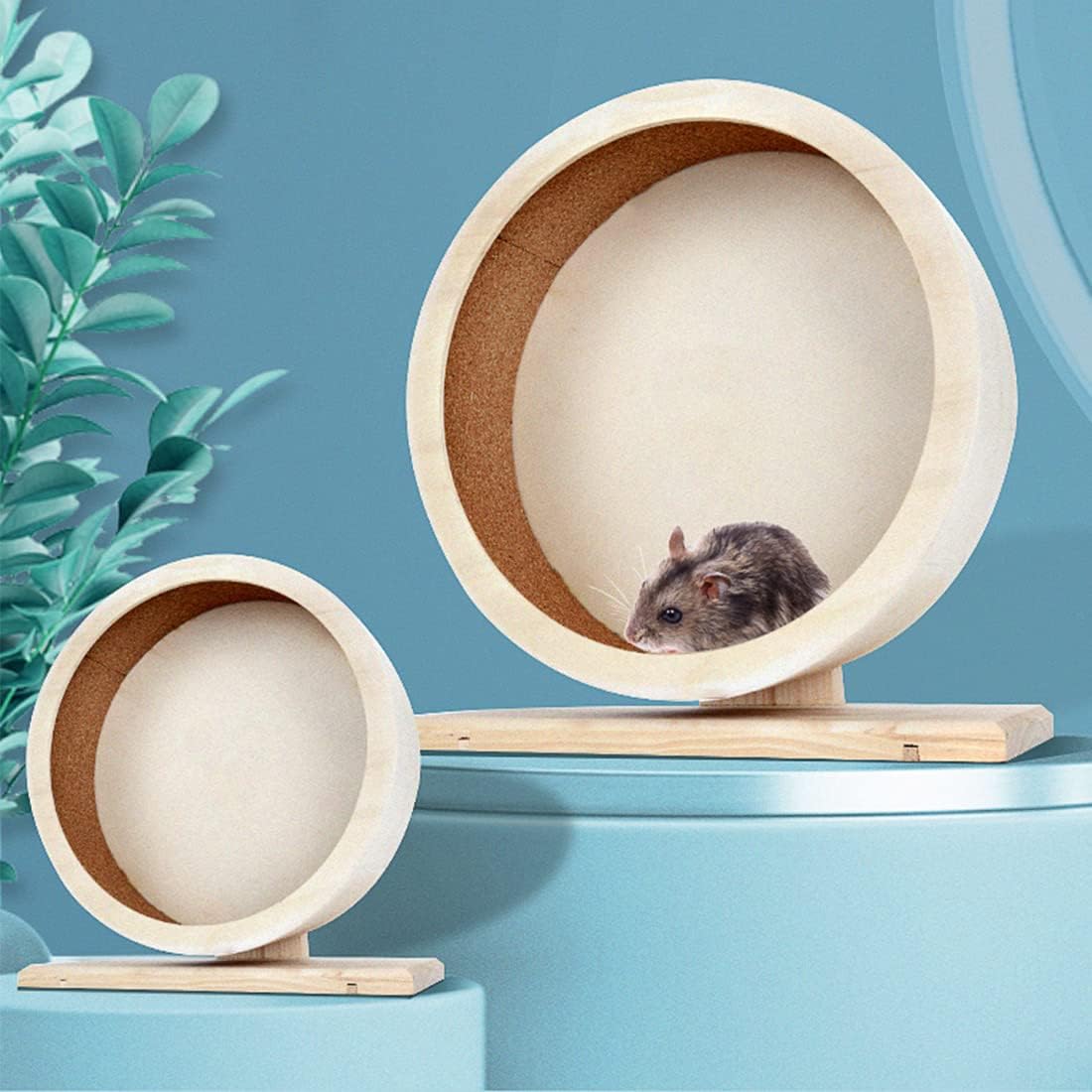 antiai Hamster Wooden Silent Wheel, Small Animal Exercise Wheel Accessories, Quiet Spinner Hamster Running Wheels Prevent Depression Toys for Hamsters, Gerbils, Mice and Other Small Pets (S) - Image 5