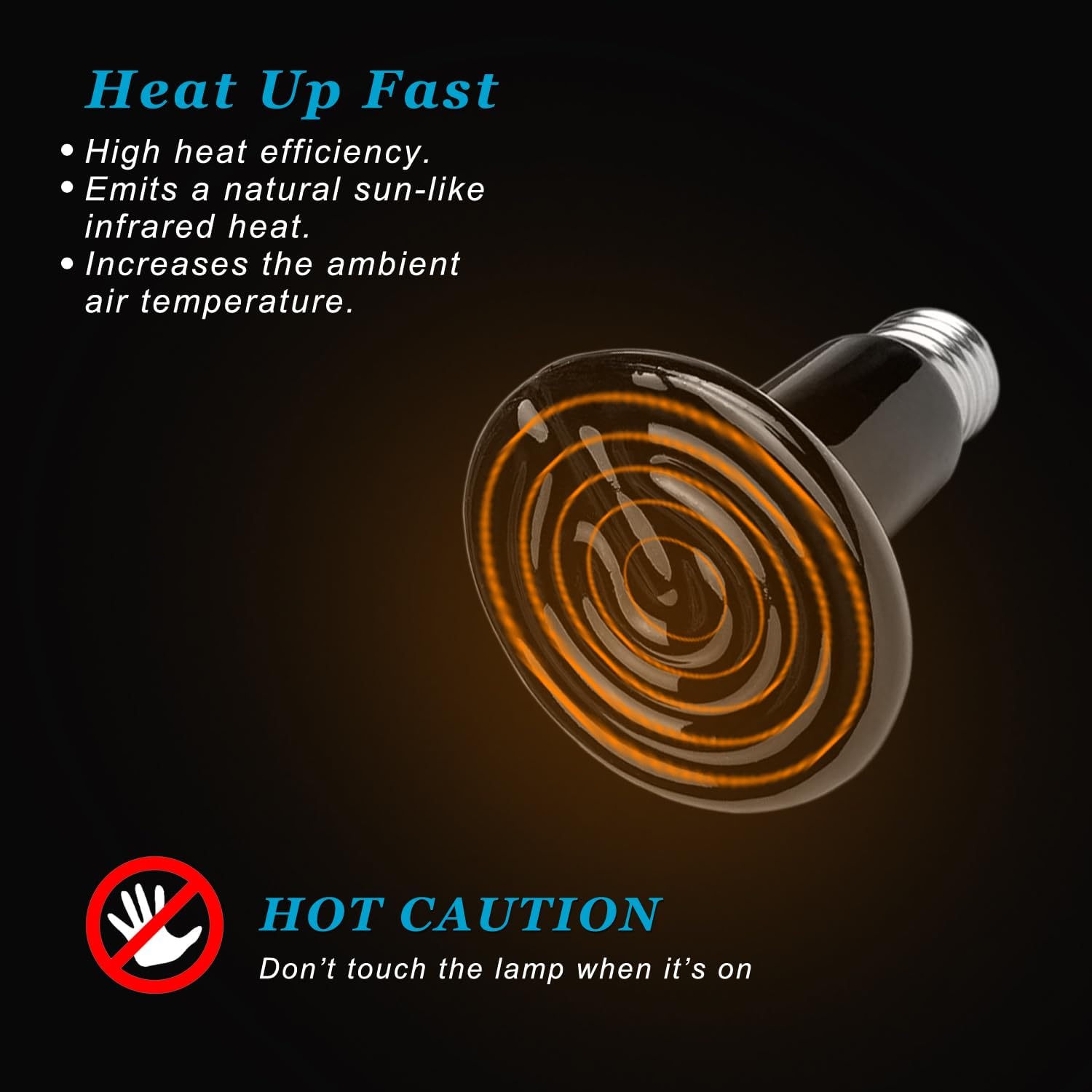 DOMICA 150W 2 Pack Reptile Heat Bulb, Beared Dragon Ceramic Heat Emitter, E26 No Light Night Use Heater Bulbs for Turtle, Lizard, Snake, Amphibians, Pet Brooder Coop Chicken (150W-Large Tank) - Image 4