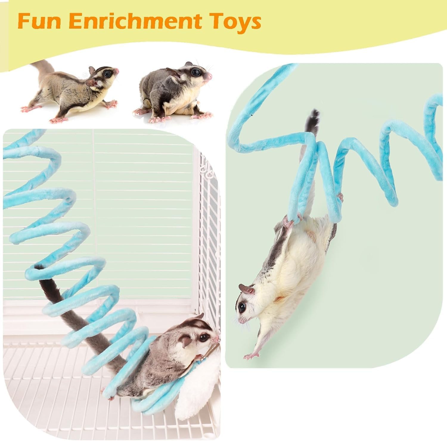 Sugar Glider Toys, Elastic Sugar Glider Climbing Ropes, Hanging Sugar Cage Accessories, Rat Enrichment Climbing Toys, Soft Touch Small Pet Swing Toy (1pc Random Color) - Image 3