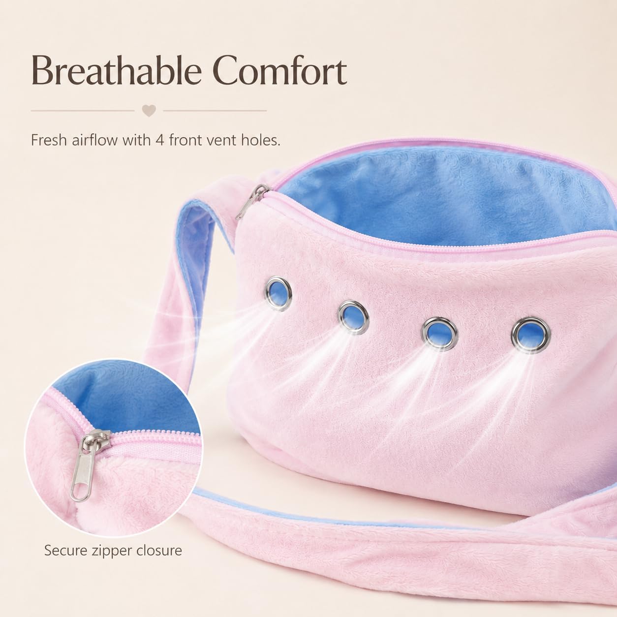 Meow&Woof Sugar Glider Bonding Pouch & Small Animal Carrier - Escape-Proof Sling for Hedgehogs, Ferrets, Hamsters Soft Critter Cuddler (10"x6", Pink) - Image 3
