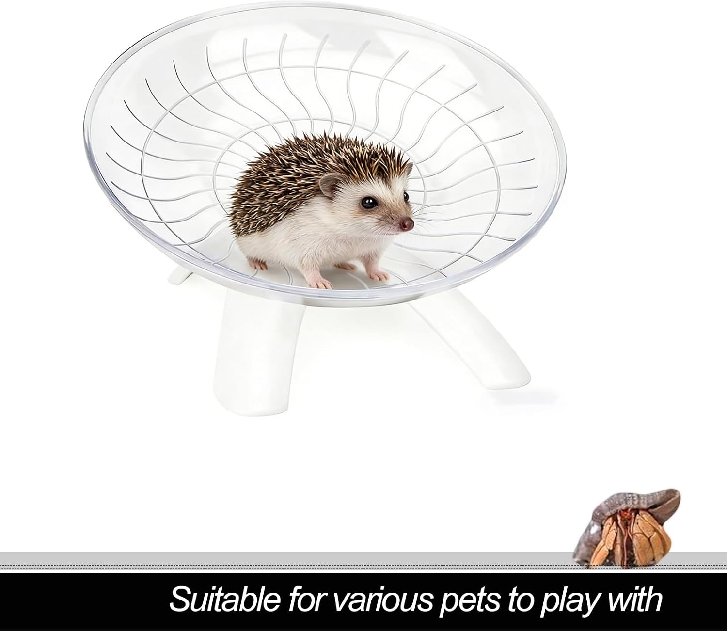 Hamster Wheel, Hamster Flying Saucer Silent Running Exercise Wheel for Hamsters, Gerbils, Mice,Hedgehog and Other Small Pets Silent Running Wheel Hermit Crab Wheel(White) - Image 7