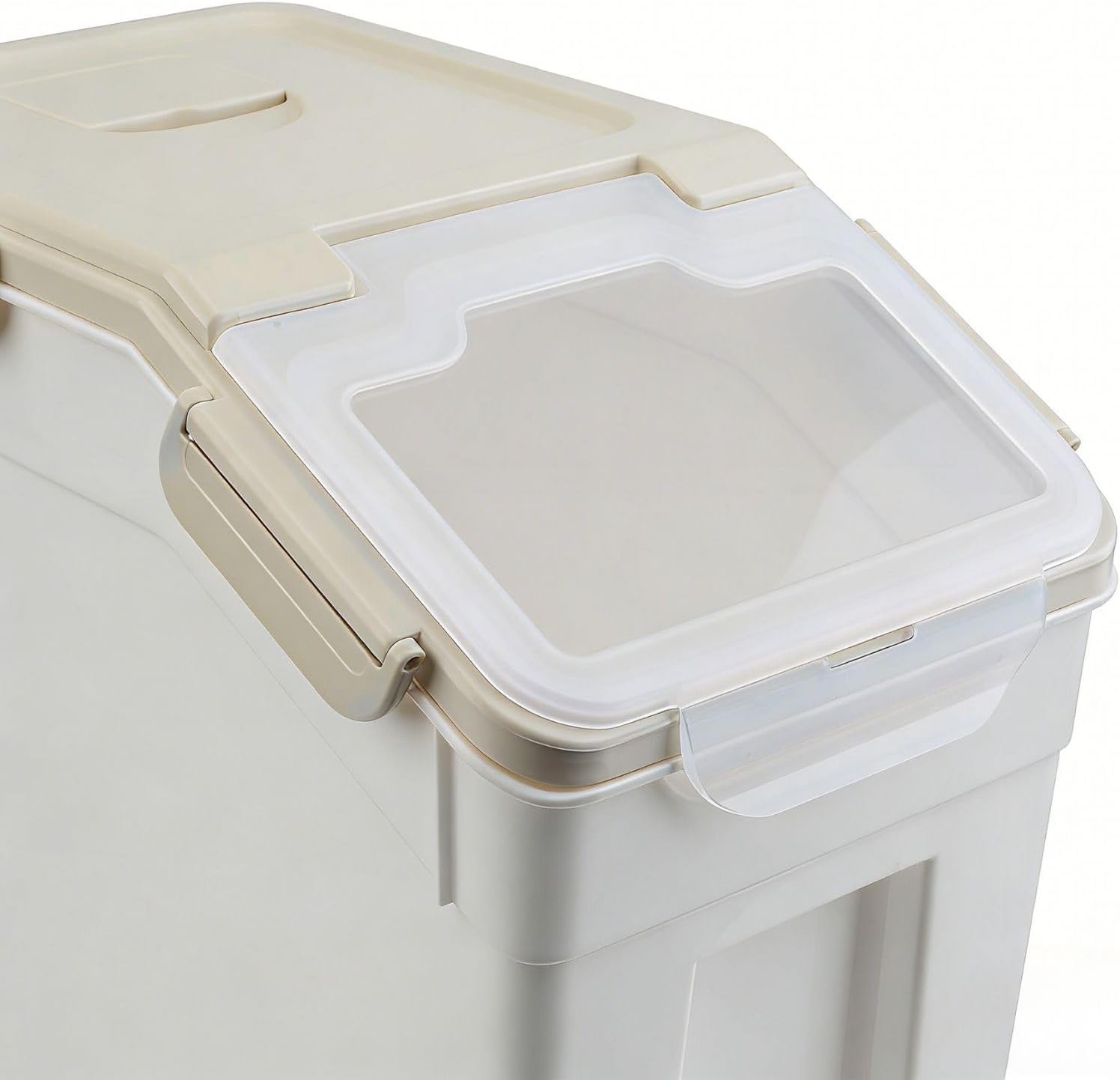 Saim Flour Storage Containers Bin 25lbs, 4Pack Airtight BPA Free Rice & Food Dispenser with Measuring Cup, Scoop - Kitchen Pantry Organizer for Flour, Rice, Grain, Cereal, Pet Food (Grey) - Image 5