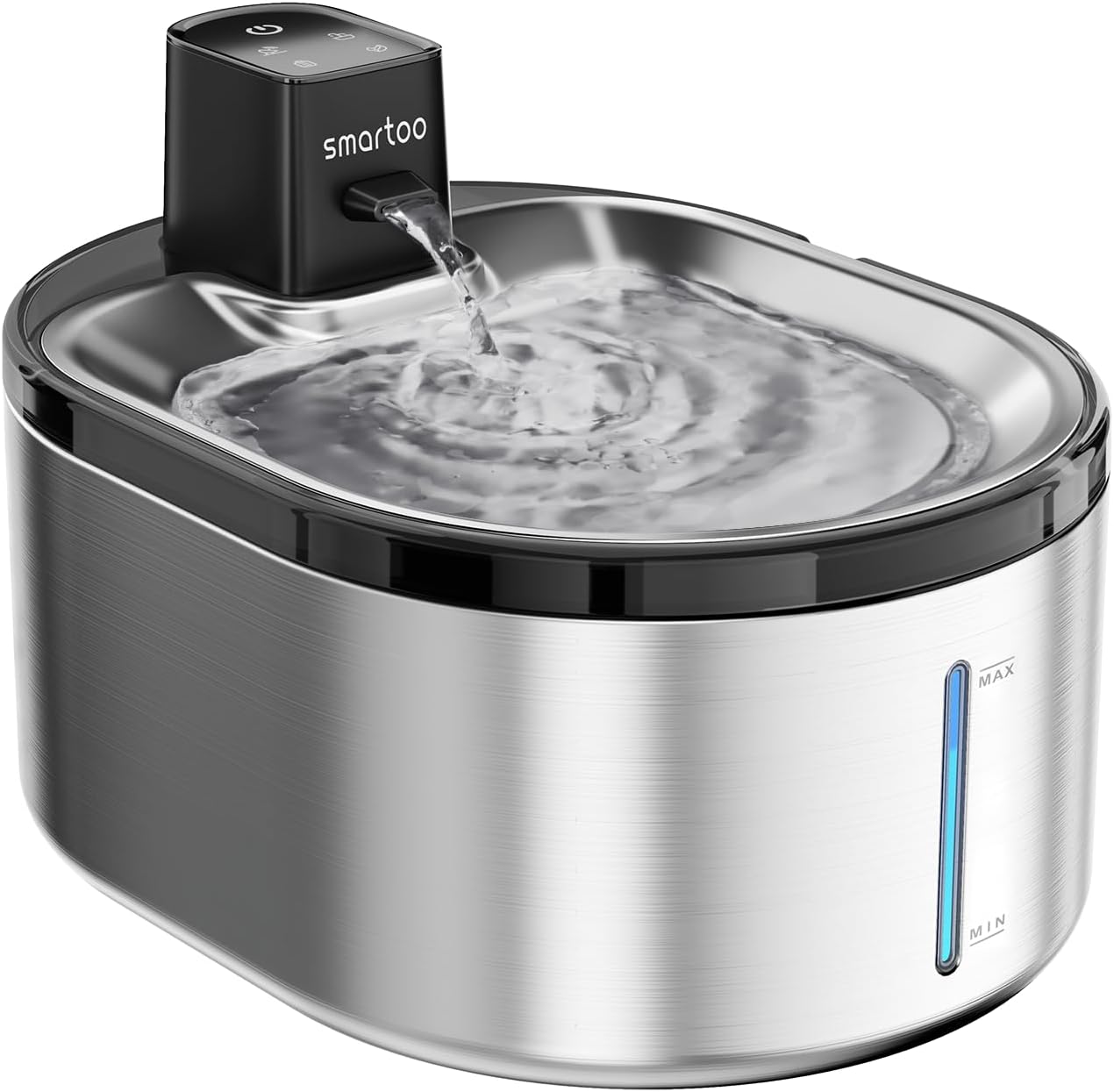 Smartoo Wireless Cat Water Fountain Stainless Steel, 152oz/4.5L Cat Fountain Battery Operated, Cordless Pet Water Fountain for Cats & Dogs with Motion Sensor, Ultra Quiet Pump, Multi-Filtration