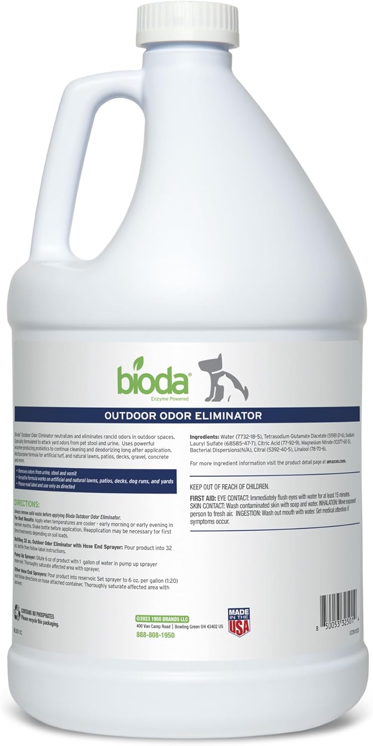 Bioda Probiotic Natural Outdoor Odor Eliminator, 1 gal Refill | Enzyme Cleaner Destroys Cat & Dog Odor, Neutralizer for Lawn, Artificial Grass, and Patios - Image 2