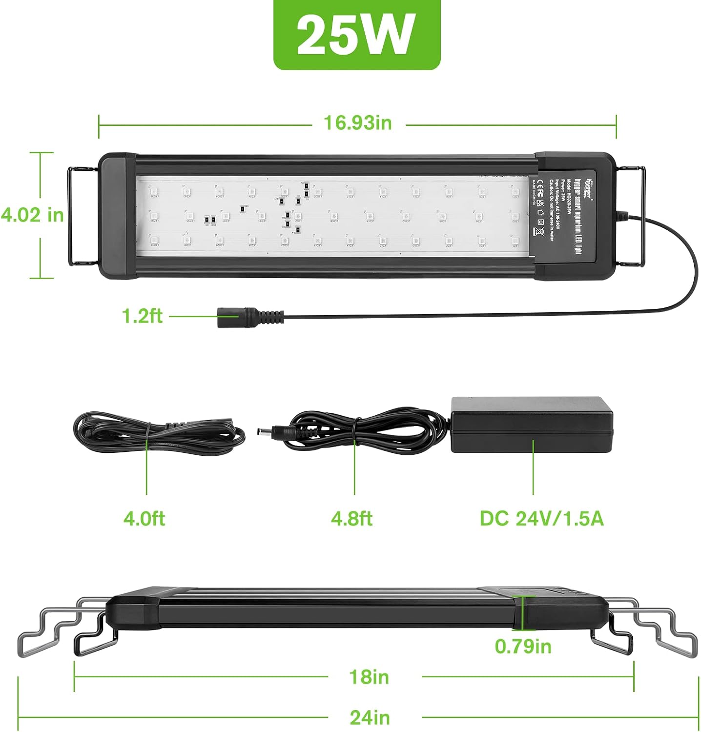 hygger 25W Smart Aquarium Light, Bluetooth LED Light with App Control, Full Spectrum Fish Tank Light with 24/7 Lighting Cycle, 5 Modes, Adjustable Timer, for 18"-24" Freshwater Planted Tank - Image 8
