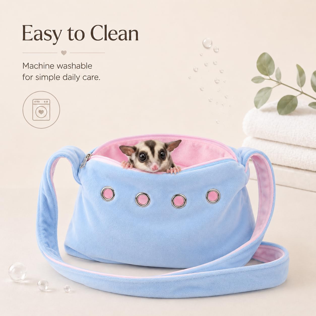 Meow&Woof Sugar Glider Bonding Pouch Small Pet Carrier Bag Sling with Strap Critter Cuddler for Gliders Ferret, Rat, Hedgehog, Hamster Outdoor-Blue - Image 5
