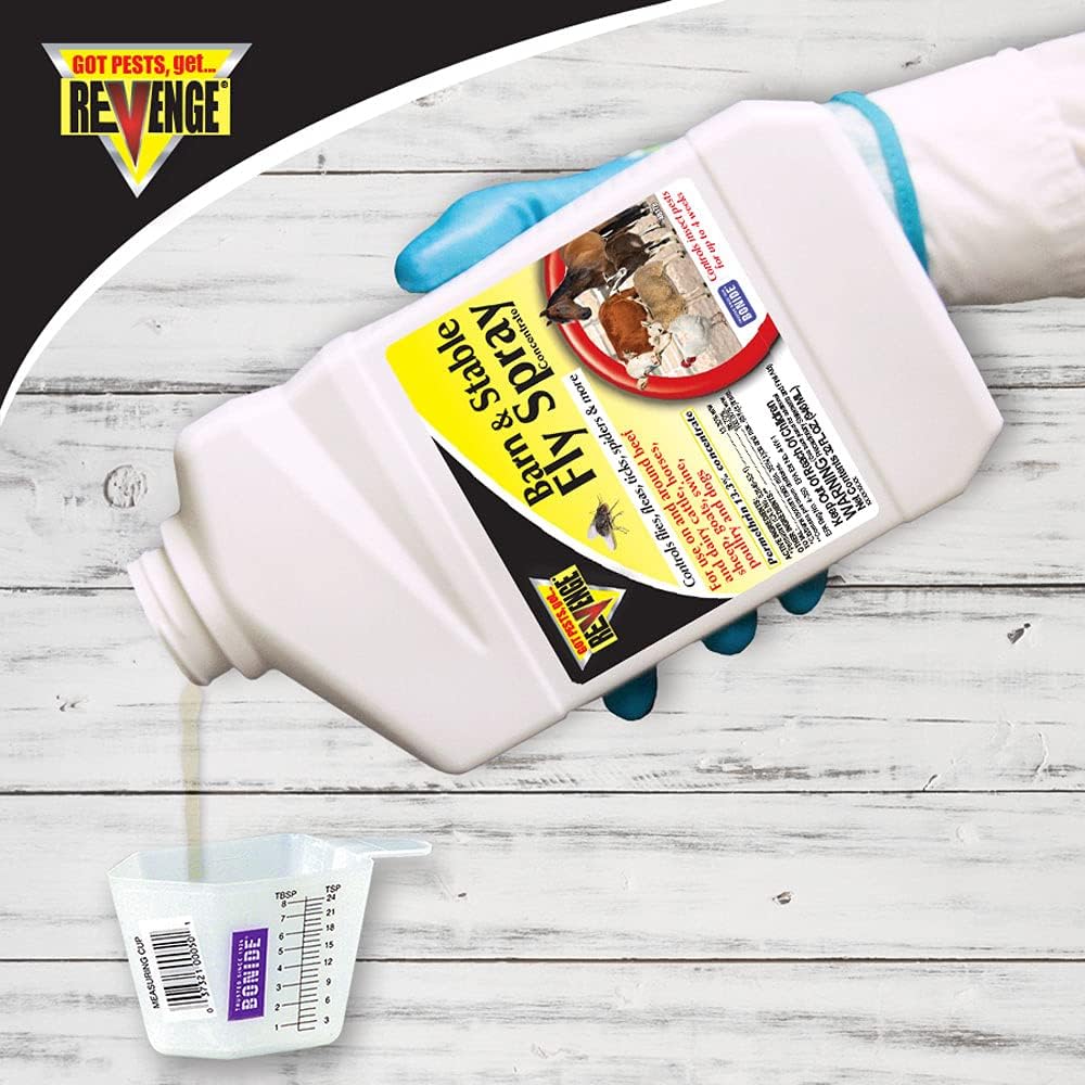 Revenge Barn & Stable Fly Spray, 32 oz Concentrate Long Lasting Insecticide for Flea and Tick Control Indoors and Outdoors - Image 3