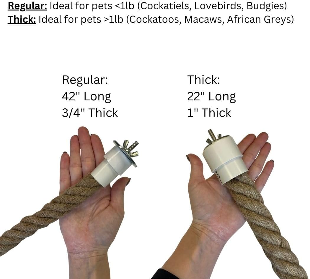 42 Inch Natural Rope (Regular) - Flexible Bendable Climbing Rope Perch Cage Accessory Toy - Sugar Gliders, Squirrels, Degus, Marmosets, Monkeys, Parrots, Birds, Rats & Other Small Pets - Image 2