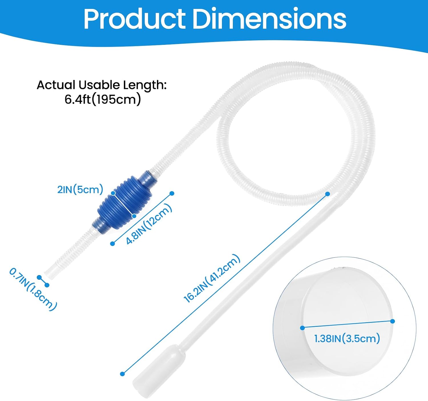 Small Gravel Vacuum for Aquarium Siphon, Fish Tank Cleaner, Blue | 6.4ft Fish Tank Siphon, Quick & Easy Waste Removal or Water Changes, Effectiveness, Value for Money, Ease of Use - Image 5