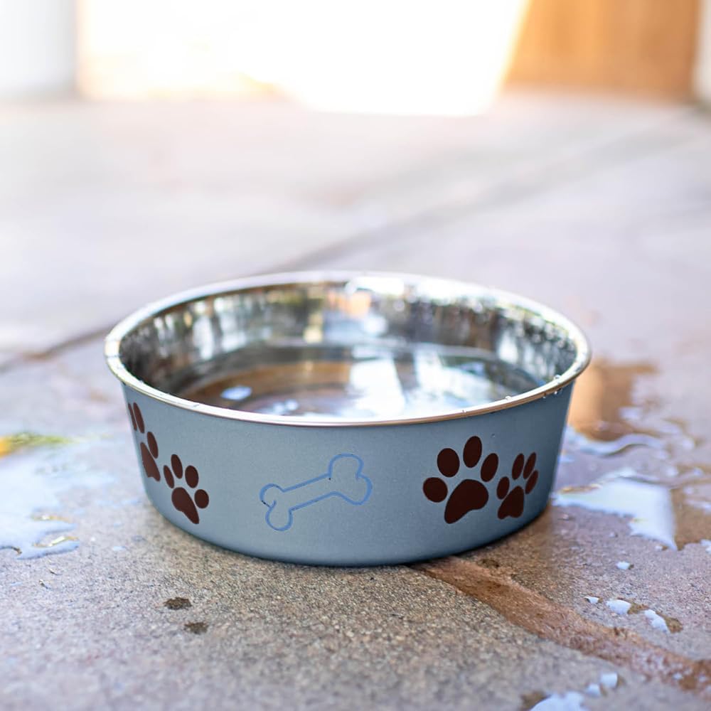 Loving Pets Bella Dog Bowls- Stainless Steel Dog & Cat Bowls - Spill Proof Dog Food Bowl, Cat Bowl, Puppy Essentials & Pet Supplies Great for Home & Travel (Medium 20-35 lbs, Blueberry) - Image 6