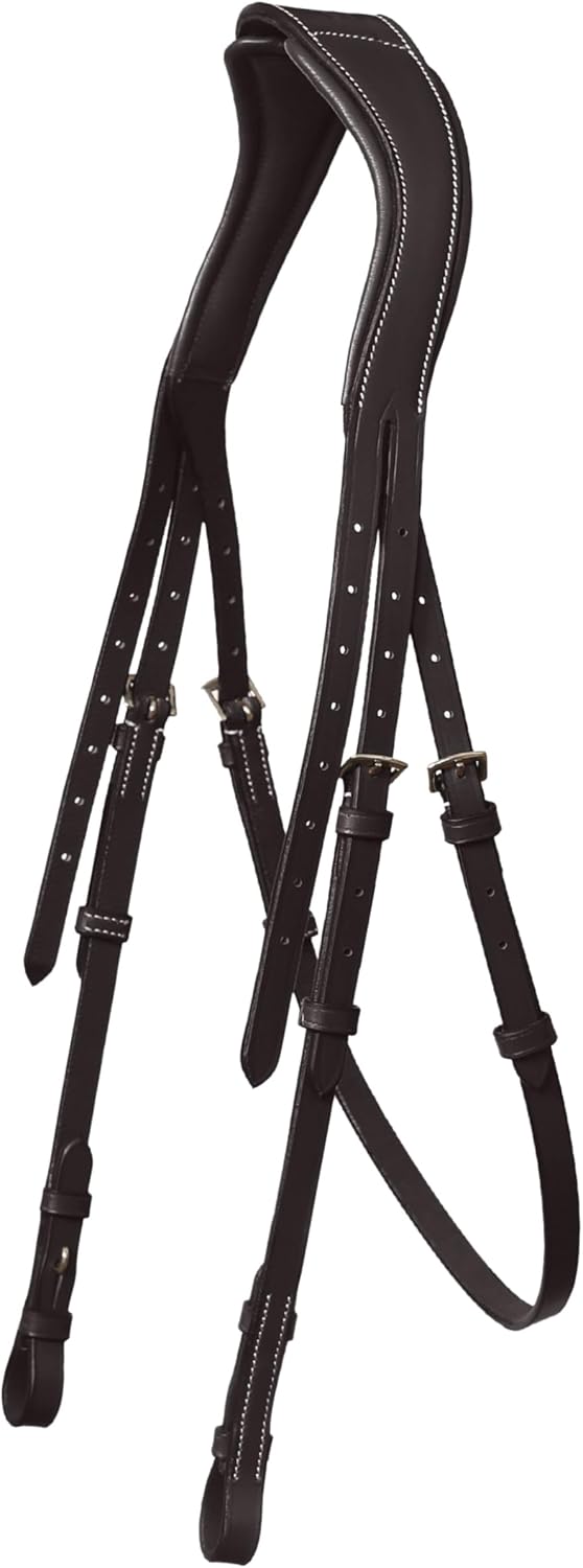 English Horse Bridle with Anatomic Crank Noseband & Detachable Flash | Vegetable Tanned Leather Jumping Bridle, Ergonomic Pressure Relief Crownpiece | Reins Included | Black, Brown - Image 4