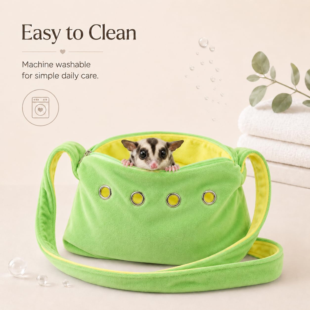 Meow&Woof Sugar Glider Bonding Pouch Small Pet Carrier Bag Sling with Strap Critter Cuddler for Gliders Ferret, Rat, Hedgehog, Hamster Outdoor-Green - Image 5