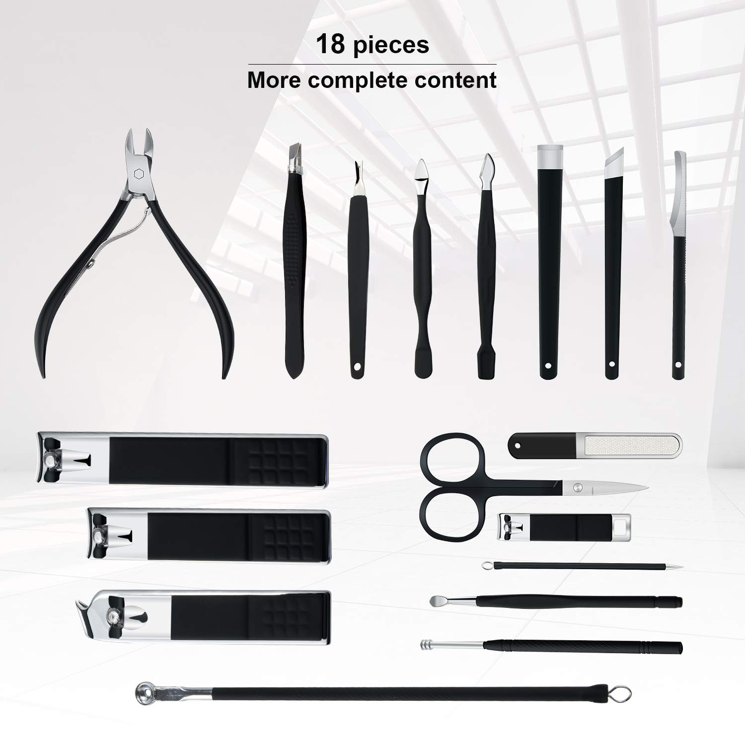 Manicure Set Professional Nail Clippers Kit Pedicure Care Tools- Stainless Steel Women Grooming Kit 18Pcs for Travel or Home (Pink) - Image 9
