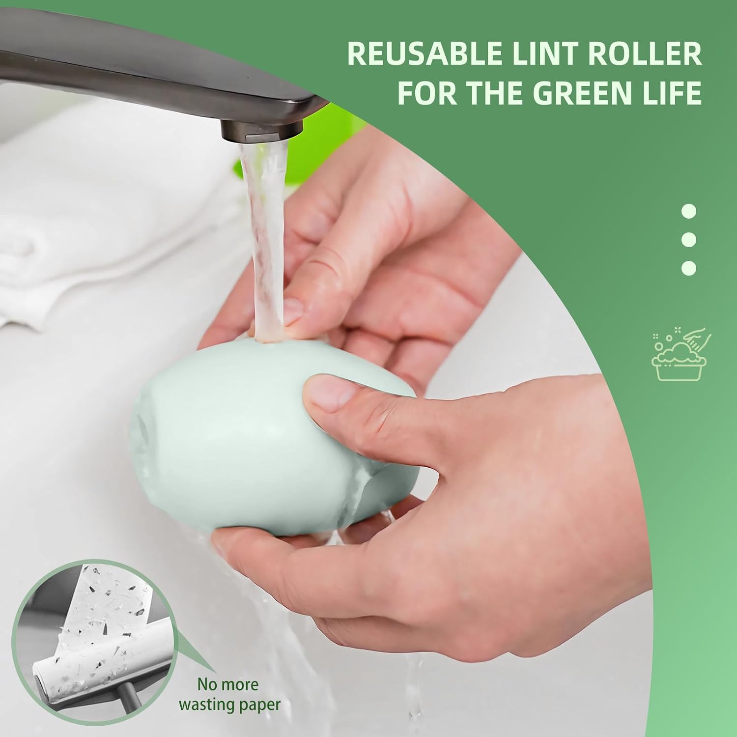 2 Pack Reusable Lint Roller Portable Mini Lint Remover Cat Pet Hair Rollers Travel Size Sticky Cleaner Dog Hair Remover for Clothes Washable Gel Lint Roller Ball - Image 3