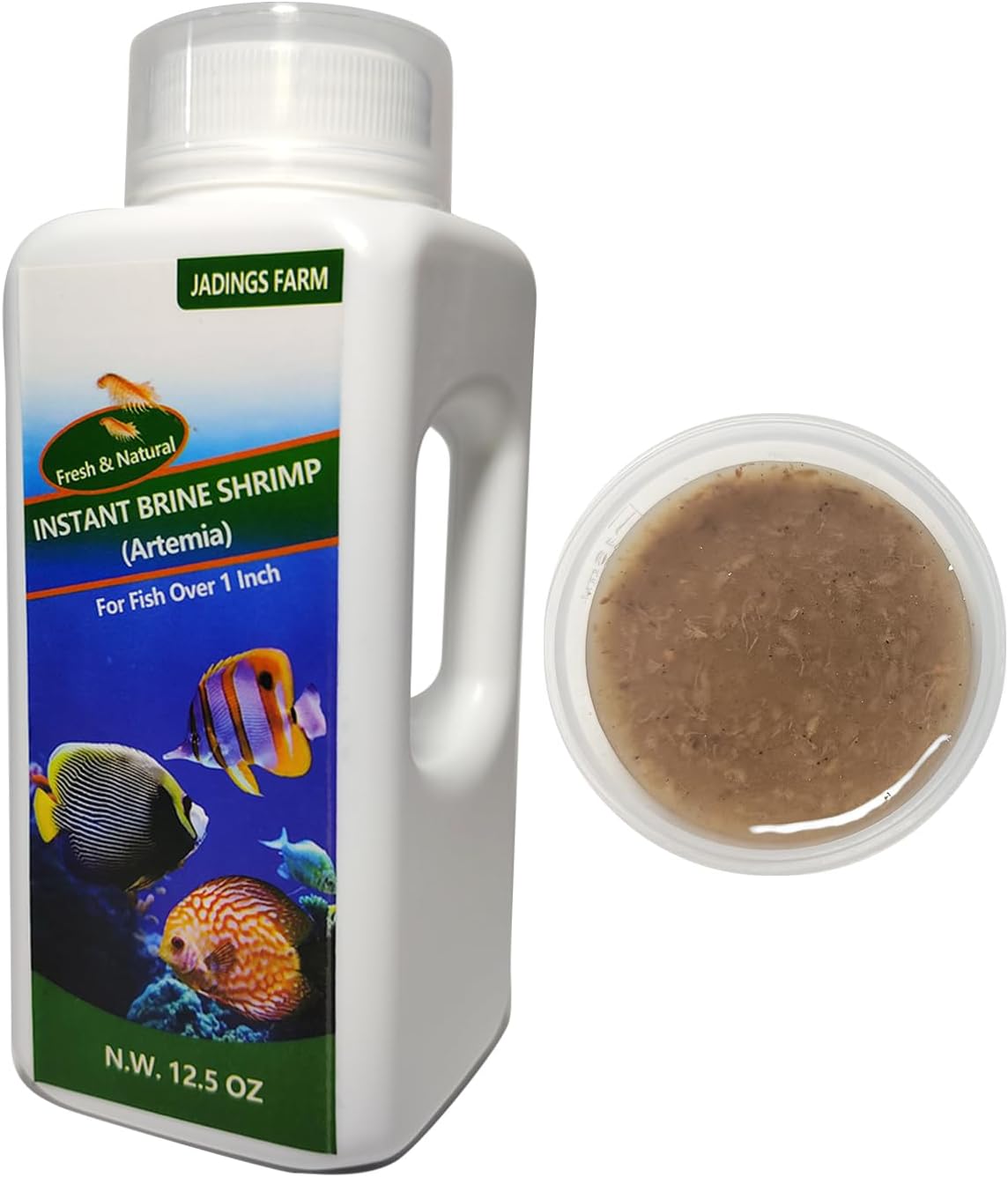 Brine Shrimp Fish Food - High Protein Non-Living Adult Brine Shrimp for Bettas, Goldfish, Cichlids & - Color Enhancing, -Instant Liquid Slow Sinking Tropical Fish Food (12.5oz)