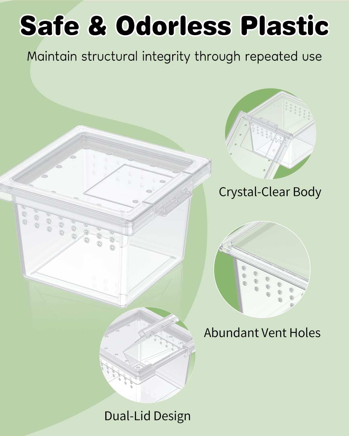 Pawfly 20 Pcs Mini Spider Terrarium Breeding Box, Transparent Plastic Jumping Spider Enclosure Cricket Keeper Tarantula Enclosure, Small Reptile Hatching Container for Scorpion Centipede Gecko Mantis - Image 3