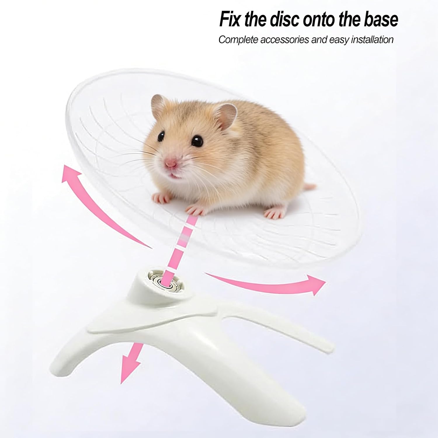 Hamster Wheel, Hamster Flying Saucer Silent Running Exercise Wheel for Hamsters, Gerbils, Mice,Hedgehog and Other Small Pets Silent Running Wheel Hermit Crab Wheel(White) - Image 3