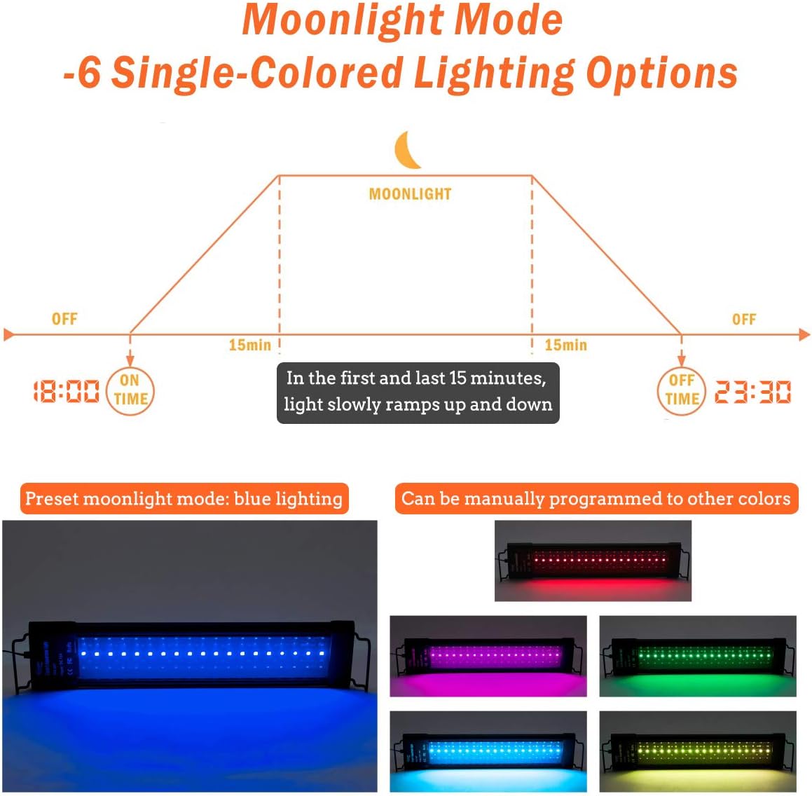 hygger Auto On Off LED Aquarium Light Dimmable 7 Colors Full Spectrum Fish Tank Light Fixture for Freshwater Planted Tank Build in Timer for 36-42 Inch Long Aquariums - Image 5