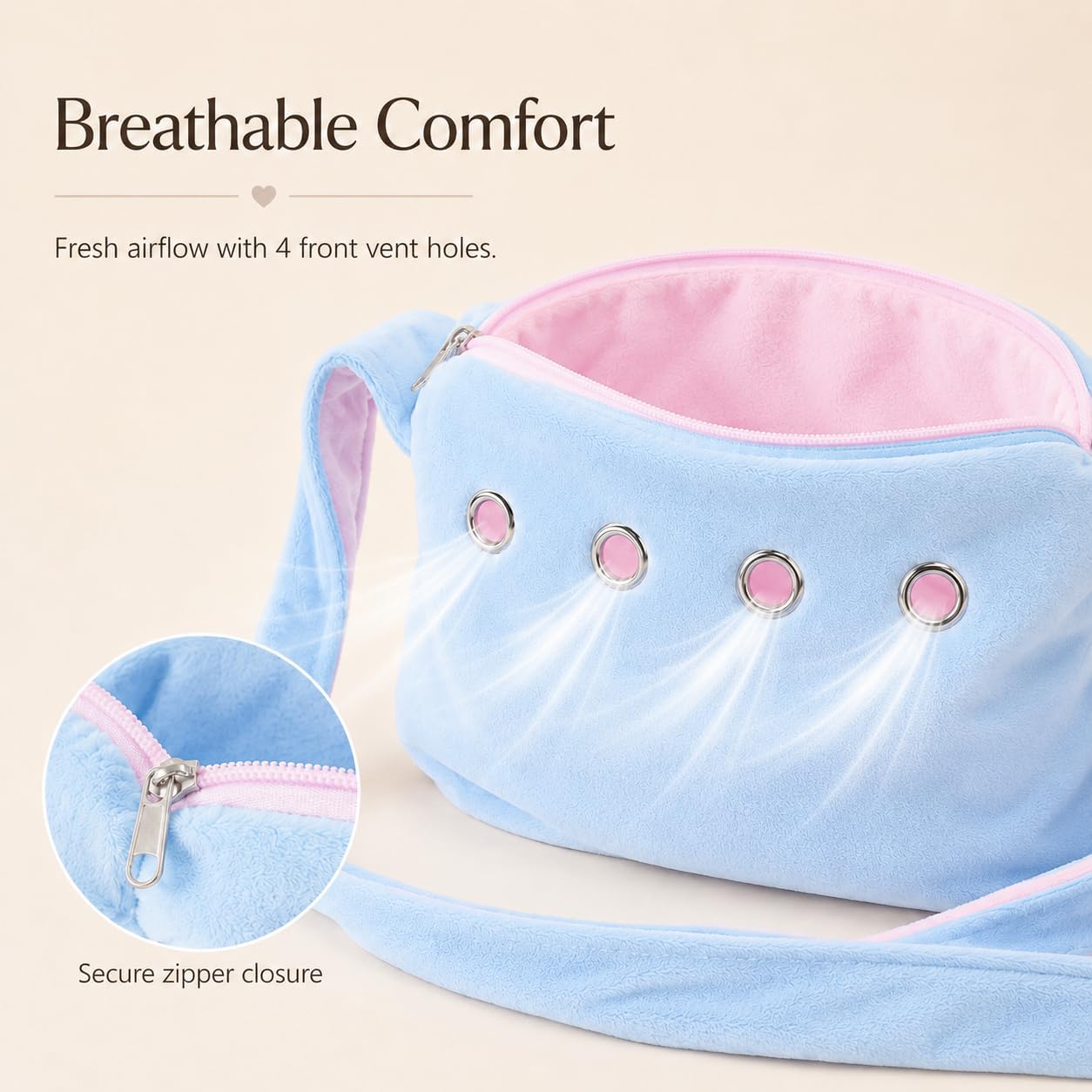 Meow&Woof Sugar Glider Bonding Pouch Small Pet Carrier Bag Sling with Strap Critter Cuddler for Gliders Ferret, Rat, Hedgehog, Hamster Outdoor-Blue - Image 2