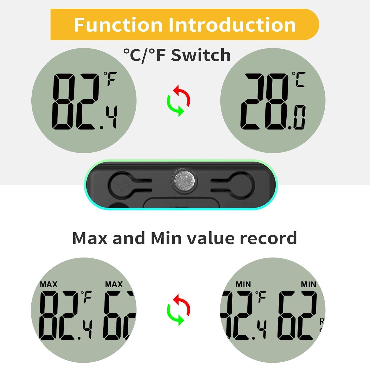 4PCS Mini Digital Hygrometer and Thermometer Reptile Thermometer with Extend Probe (Only Temperature) Indoor Temp and Humidity Meter with Magnet - Image 3