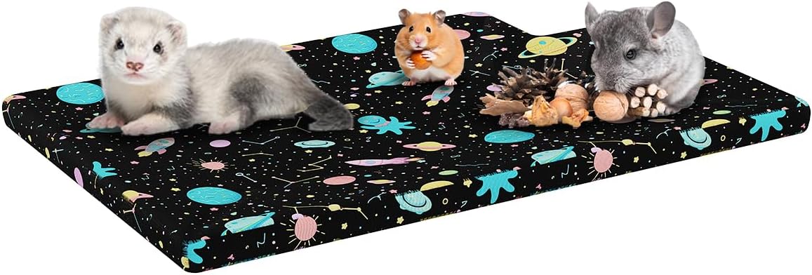 YKD Ferret Cage Liners for Ferret Nation & Critter Nation Cages | Waterproof Chinchilla Cage Accessories, Washable Bedding, for Ferrets, Chinchillas, Rats (Black, Top Pan Liner)