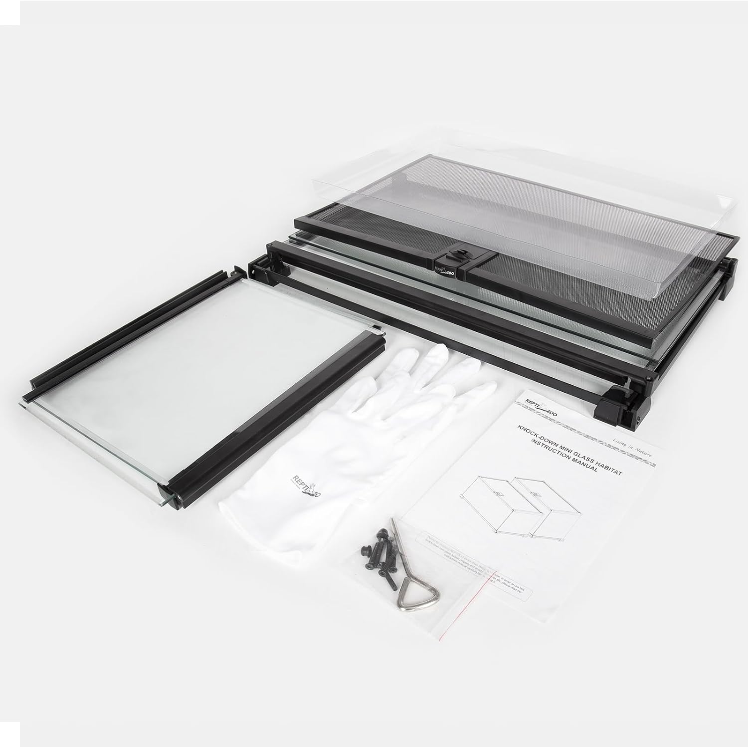 REPTI ZOO Full Glass 15 Gallon Reptile Tank, Medium Reptile Terrarium 24" X 12" X 12" for Gecko Hermit Crab Hognose Snake etc, Top Screen Ventilation & Feeding - Image 5