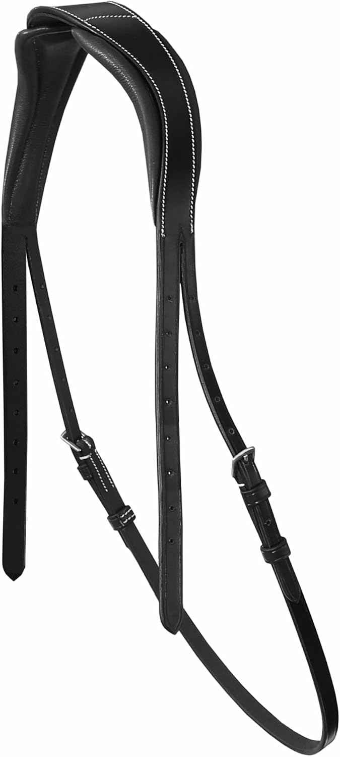 Exion ‘Astra’ Sidepull Bitless Bridle for Horses – Fancy Stitched Padded Leather with Anti-Pressure Crown, Rubber Reins, Stainless Hardware – Black, Brown, Oak | Cob, Full, Oversize, Pony - Image 4