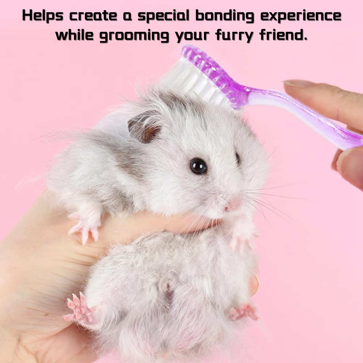 4 Pack Hamster Brush - Small Animal Bath Brush with Lid Soft Cleansing Brush Massage Combs for Hedgehog Guinea Pig Rabbit Chinchilla Ferret Small Animal Grooming Tool Cleaning Supplies-Random Color - Image 5