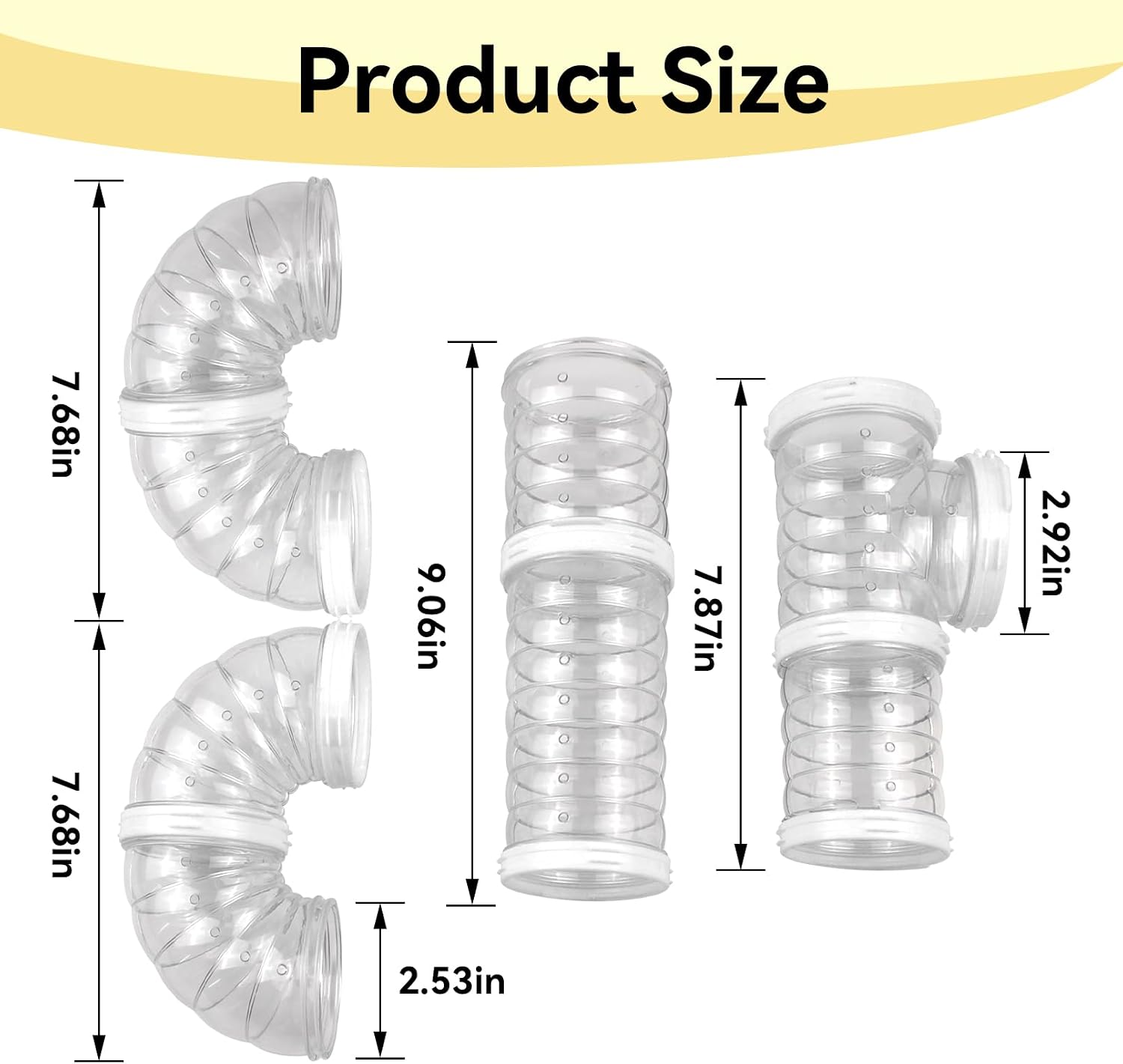 8 PCS Hamster Tube Set, Hamster Toy Set DIY Clear Pet Cage Tunnel Small Animal External Accessories Adventure Tube Syrian Rat Mouse (White) - Image 2